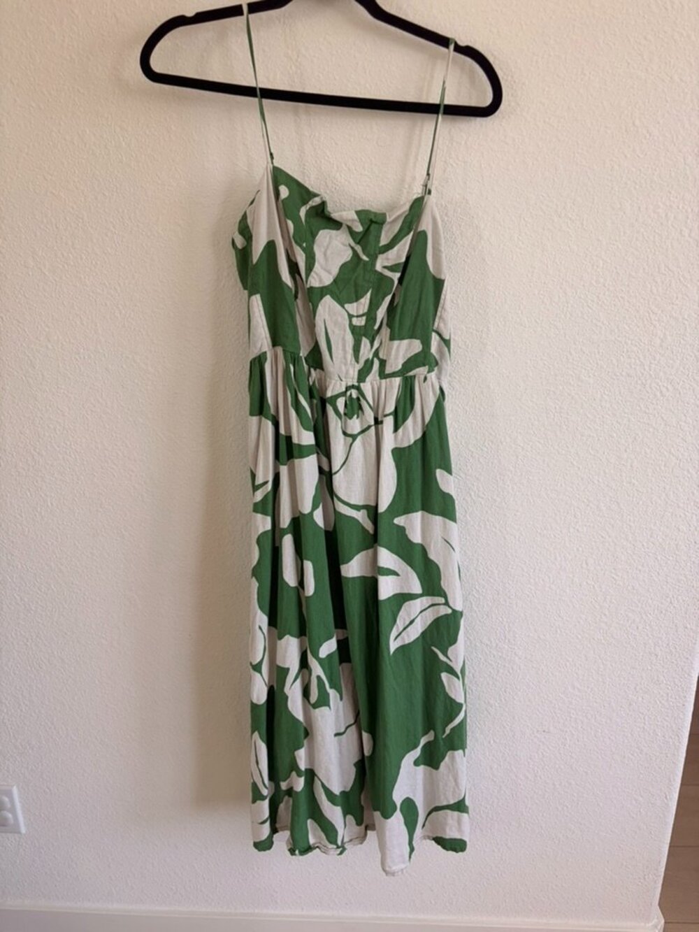 H&M strappy linen blend midi dress Size Medium - Picture 2 of 4
